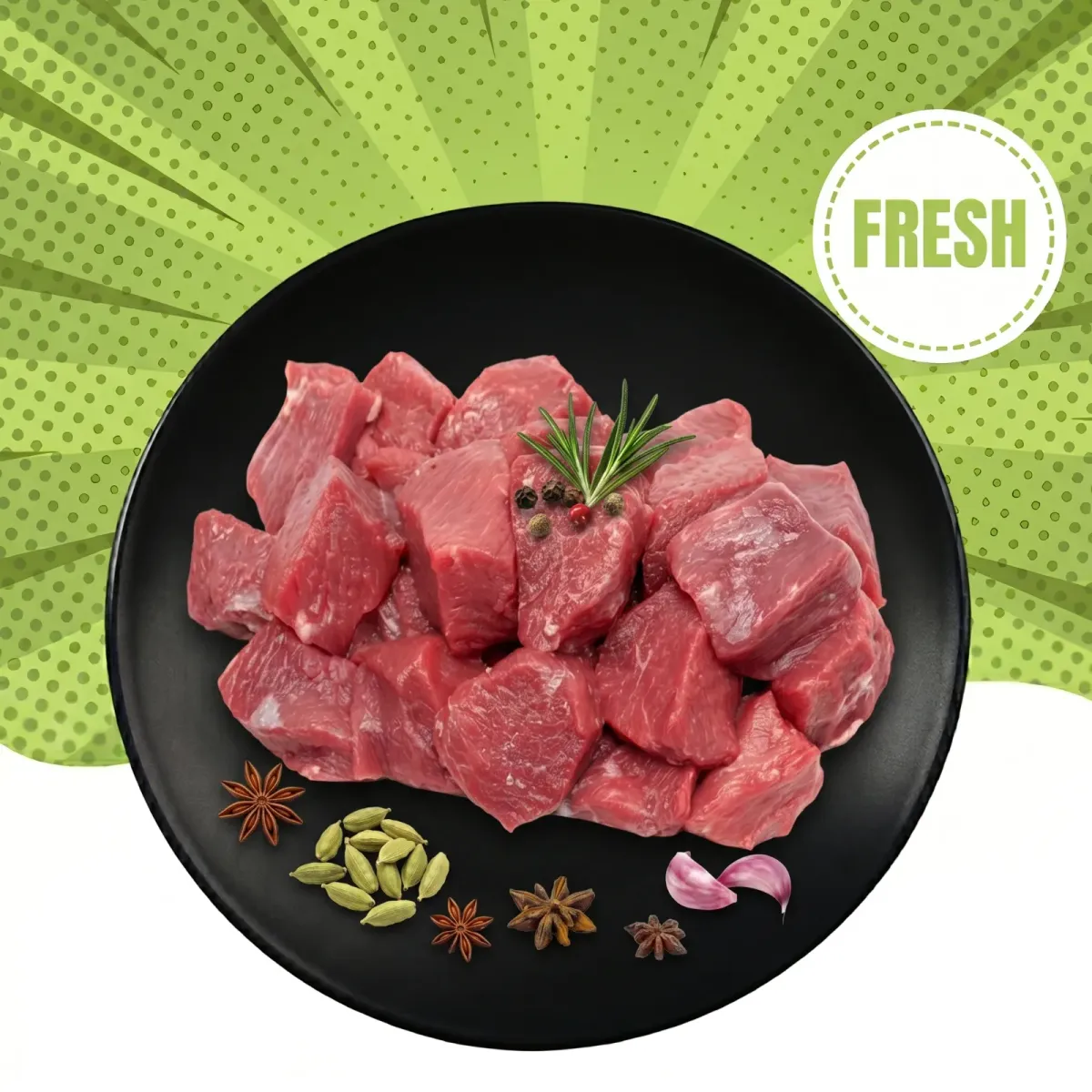 Fresh Mutton Boneless Cubes  - Premium Quality Meat Delivery in Dubai